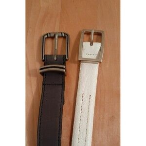 express belt  white leather l large and brown italian genuine leather belt.